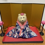 しろくま貯金箱  ひな祭り　お着物&つまみ細工ネックレス&花冠　のセット
