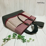 【na様専用】№1419 倉敷帆布フルートリュック～プラム×リバティスリーピングローズ×ボルドー×チャコール