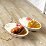 ミニチュア カツカレーと野菜とポークカレーのピアス 