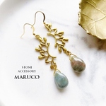 【御売約★kenikeni03様】　　　PP350-391インディアンアゲート+antique LEAF*天然石ピアス　*送料無料*　イヤリング＆樹脂ピアス交換OK　