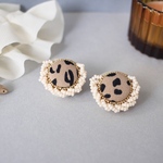 ビーズ刺繍𓍯レオパードなビーズフリンジ ピアス