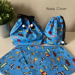 【送料無料♪】お弁当袋セット　お弁当袋　コップ袋　ランチョンマット　正方形　給食袋　ランチセット　動物　ライオン　きりん　かば　しまうま　動物園　男の子　入園準備　入学準備　幼稚園　保育園　小学校