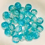 再入荷！8mmクラックガラスビーズLight Blue×Clear30個セット【B8-50】