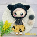 新作🧸🧡着せ替え〈3点セット〉可愛いෆ̈(みみ付きニット帽・オフショルダートップス・ティアードスカート)ෆ̈ミックス　黒　ネイビー　大人可愛い　ねこ耳🐈‍⬛