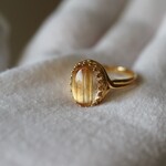 美石　ゴールデンルチルクォーツ１４　K14gf製JBBクラウンリング