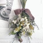 ちいさなスワッグ ❁ ドライフラワー ホワイト&グリーン　28センチ