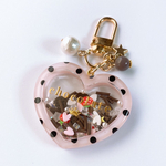 [1点のみ]black dot shaker keychain (whitepink-heart)