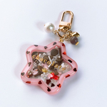 [1点のみ]Heart dot shaker keychain (pink-star)