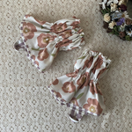 キッチンアームカバー　北欧デザインフラワー　ピンクベージュ