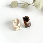 flower×colorアシンメトリーピアス/イヤリング dark brown