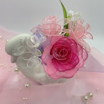 💛送料込み💛ミニ薔薇ブーケ(スワン♡ピンク系)☆ディップフラワー☆アメリカンフラワー
