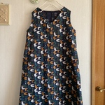 キツネ刺繍のハーフリネンのノースリーブワンピース