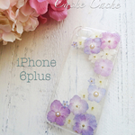  p⑥紫陽花とバーベナの押し花iPhoneケース
