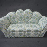 ブライス用ソファー　ミニチュア家具ソファ　二人掛け　花柄グリーン系Ｉタイプ