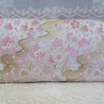 和柄　金襴　 金霞に小さな枝梅　ピンク　ハンドメイド　長財布 
