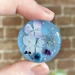 水色にブルーのお花のポニーフック