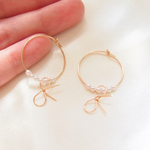【14kgf】リボンパールフープピアス