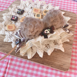 【共通サイズ】　10センチ〜15センチ　ぬいぐるみ用　ヘッドドレス　【くまのお菓子屋さん　黄色】