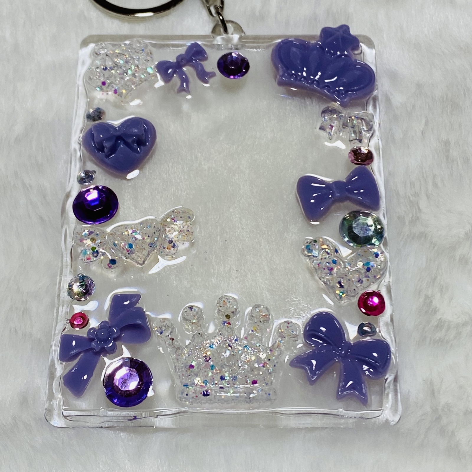 フォトキーホルダー b8 トレカケース デコ レジン ハンドメイド B8 キーホルダー トレカケース レジン デコ 硬質ケース パープル