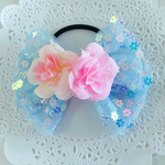 キラキラ✨ゆめかわリボン♡スパンコールリボン🎀春リボン♡入園入学♡発表会♡プチギフト♡チュールリボン♡キッズヘアゴム ♡