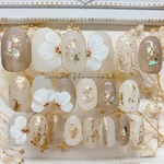 SALE!現品ネイルチップ NO.230126(1)＊2０本セット【ラウンドショート】ニュアンス　ブライダル お呼ばれ　和装　卒業式　成人式