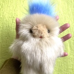 再販　ぬいぐるみ　ベージュのふわふわ　ペッペちゃん　ブルー逆毛　イエティ