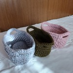 ニコ編みさんのバスケット　ピンク