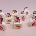苺のショートケーキとロールケーキのミニチュアピアス/イヤリング
