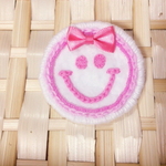 スマイル*刺繍*ブローチ*ピンク
