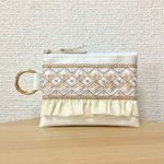 インド刺繍リボンのカラビナポーチ