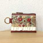 インド刺繍リボンのカラビナポーチ