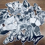 和紙！ビンテージ　 vintage　黒白　蝶々★フレークシール