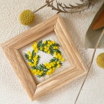 季節の刺繍　ミモザ　リース