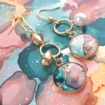 Lady like
✴︎ アルコールインク ゆらゆらツートンカラーアシンメトリー ピアス / イヤリング 