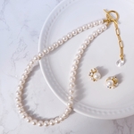 【セット商品】スワロフスキーパールネックレス＆ピアス／イヤリング　結婚式　お呼ばれ　セレモニー　フォーマル　卒業　入学