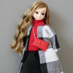 【改訂】赤チェーンウォレットポシェット　リカちゃんバッグエコレザーリアクロ1/6ドール服秋冬ドール用鞄