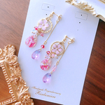 お花ドロップの2wayピアス／イヤリング（ピンク）