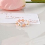 ピンクオレンジ×オーロラ お花のビーズリング❁⃘*.ﾟ