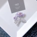 purpleFlower 紫の花 ビーズ刺繍ブローチ