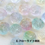 【20個入】アクリルビーズ 天然石風カラー 薔薇の花 グラデーションミックスカラー（E:フローライトMIX）