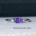 【宝石質アメジスト】アヤメ色のsilver 925リング/ザンビア産AAA/6×4mmオーバル/2月誕生石/無料ラッピング/ギフト