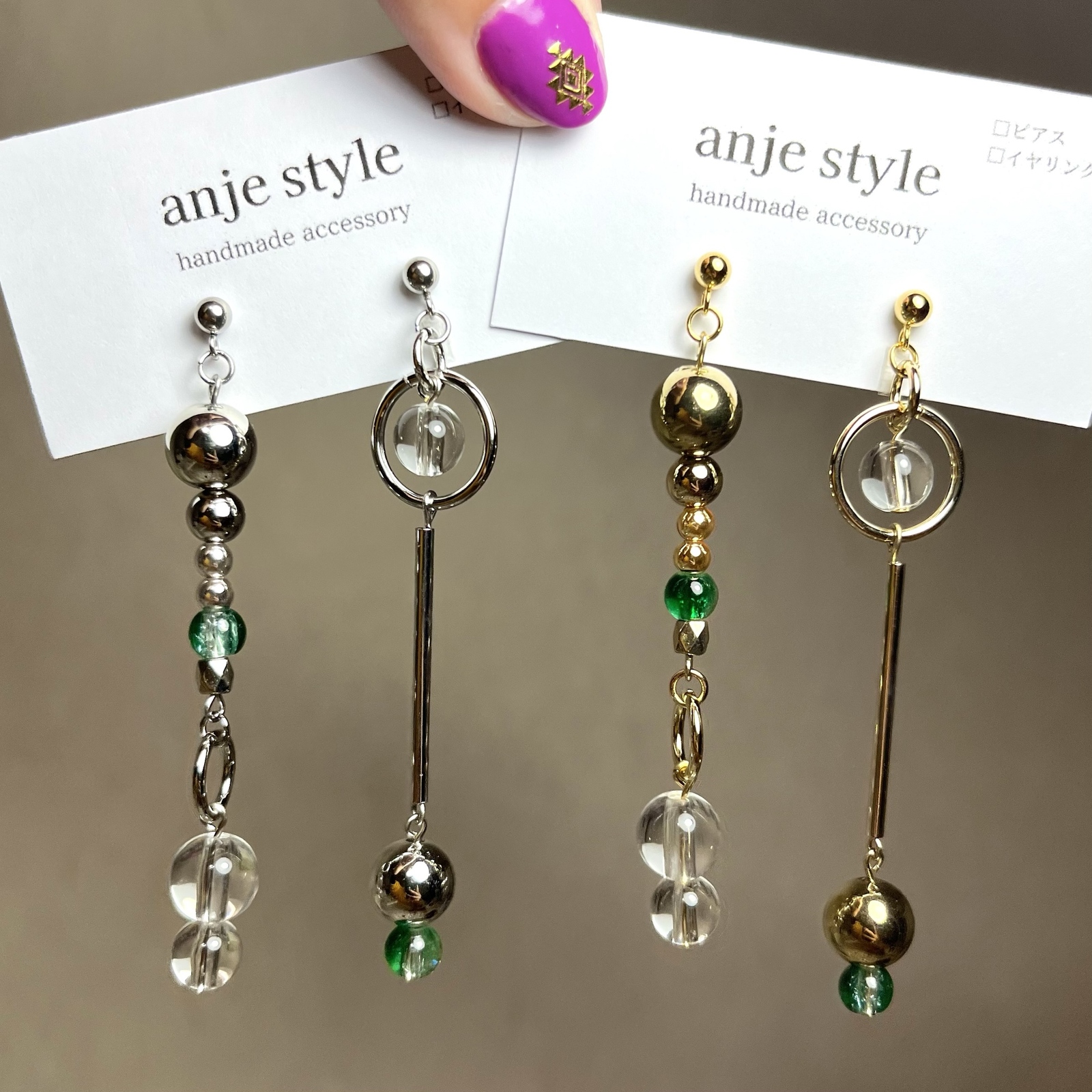 大ぶりピアス　ハンドメイドピアス　シルバーアクセサリーシルバーピアス　べっ甲 べっ甲🤎鈴丸ﾋﾞｰｽﾞﾋﾟｱｽ - anje style | minne byGMOペパボ 国内