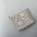 embroidery pouch  M/刺繍リボンのマチありポーチ