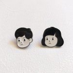 少年少女ピンバッジ　ふんわりボブ&横分けセット　男の子　女の子　ピンズ
