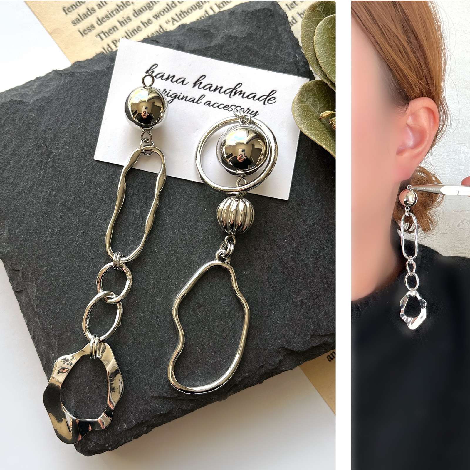 #961 再販 シルバー チェーン 大ぶり ハンドメイド ピアス イヤリング 961 再販 シルバー チェーン 大ぶり ハンドメイド ピアス