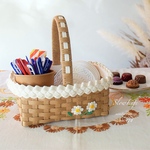 ぷちフラワーバスケット No.472 ♡ クラフトバンドの小物入れ　m  父の日　贈り物　手作り　プレゼント　ご挨拶　お礼　