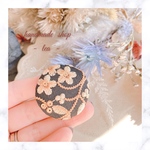 インド刺繍リボンのくるみボタンヘアゴム