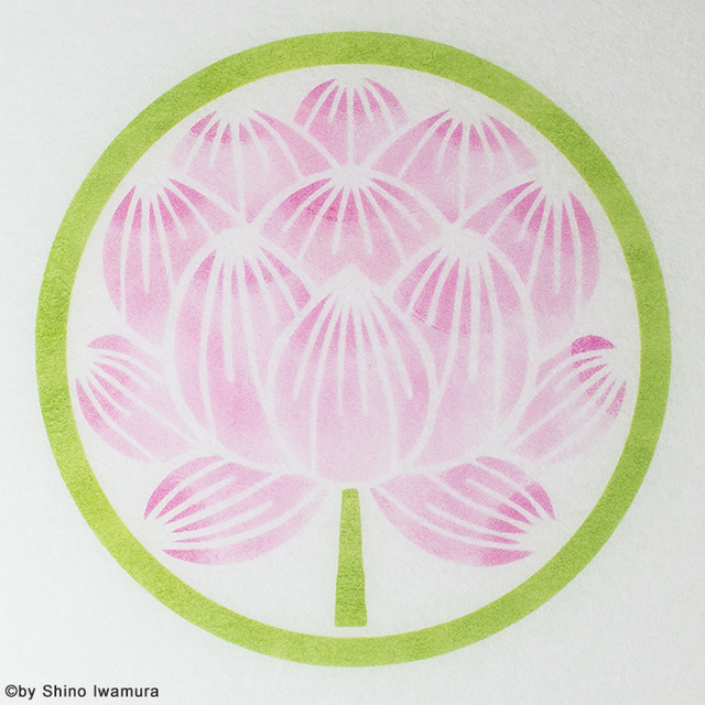 和紙ランプ「蓮の花」手描きLEDあんどん