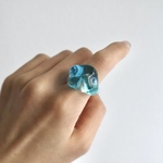 ［洞窟の鉱石］  カリブの海 ガラス リング  clear glass ring