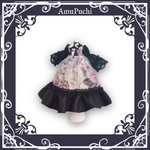 薔薇のゴブラン重ね着風ドレス†グレー×黒レース